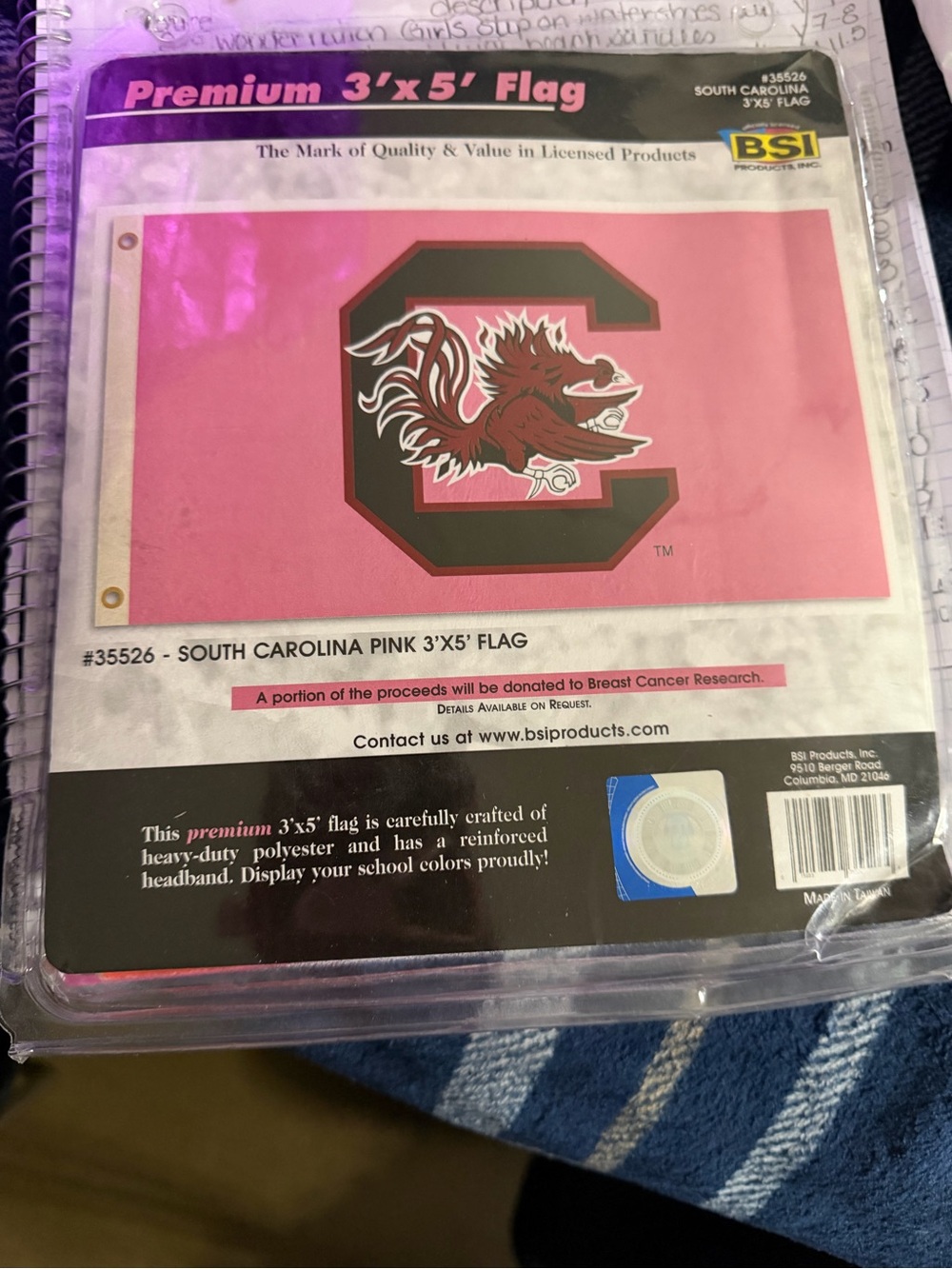 South Carolina Pink 3'x5' Team Flag - Pink